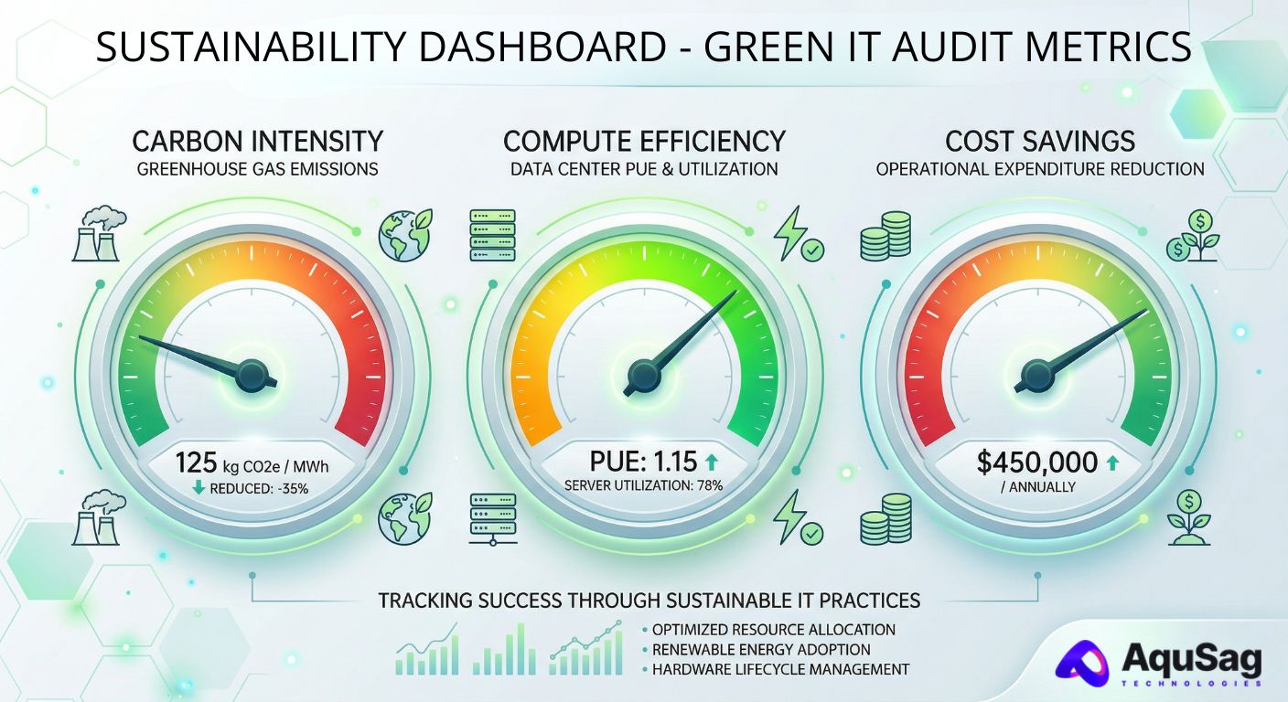 Carbon-Aware Computing Strategy for Sustainable Cloud Infrastructure Green IT Audits, Sustainable Software Engineering, Carbon-Aware Computing, Cloud Infrastructure Optimization, Green Cloud Computing 2026, ESG for Tech, AquSag Technologies