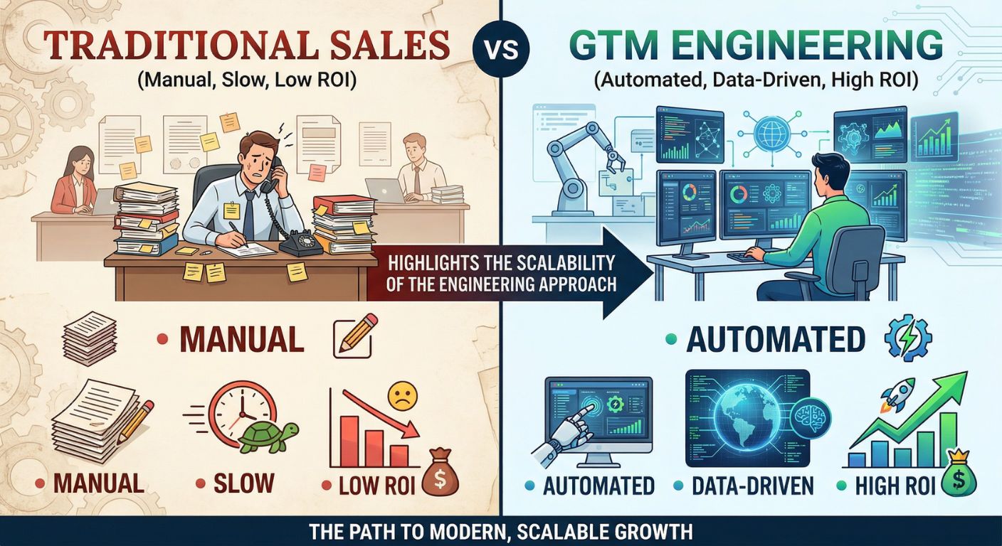 GTM Engineering, Sales Automation 2026, Signal-Based Selling, Automated Outreach, LinkedIn Lead Generation, Revenue Operations, AquSag Technologies